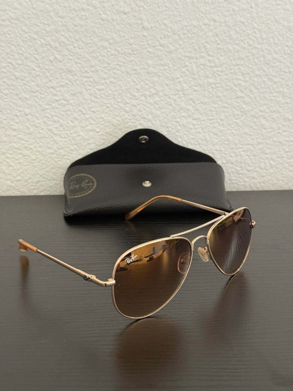 Ray-Ban Large Aviator Gold Sunglasses RB 3026 Brown Memory Lenses
